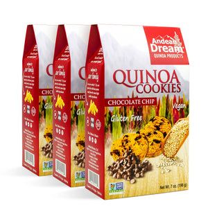 Andean Dream Chocolate Chip Quinoa Cookies | Allergen-Friendly, Gluten Free, Vegan, Non-GMO, Fair Trade Certified | 1 case = 3 boxes
