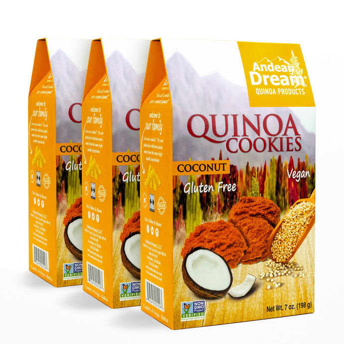 Andean Dream Coconut Quinoa Cookies | Allergen-Friendly, Gluten Free, Vegan, Non-GMO, Fair Trade Certified | 1 case = 3 boxes  Edit alt text
