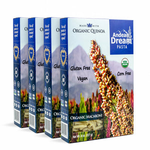 Andean Dream Quinoa Pasta (Macaroni) | Allergen-Friendly, Gluten Free, Vegan, Non-GMO, Organic, Kosher | 1 case = 4 boxes 